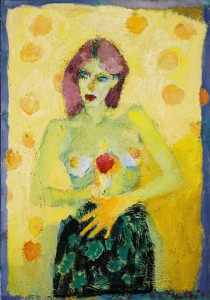 Red Apple on Her Chest